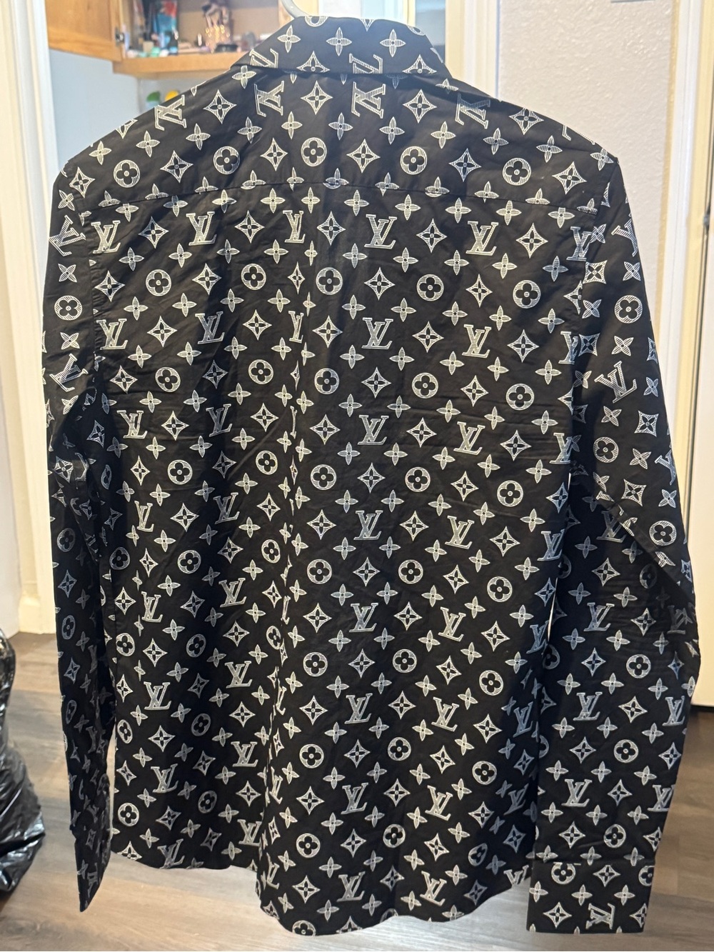 Louis Vuitton Black Jacket with White Monogram Pattern
